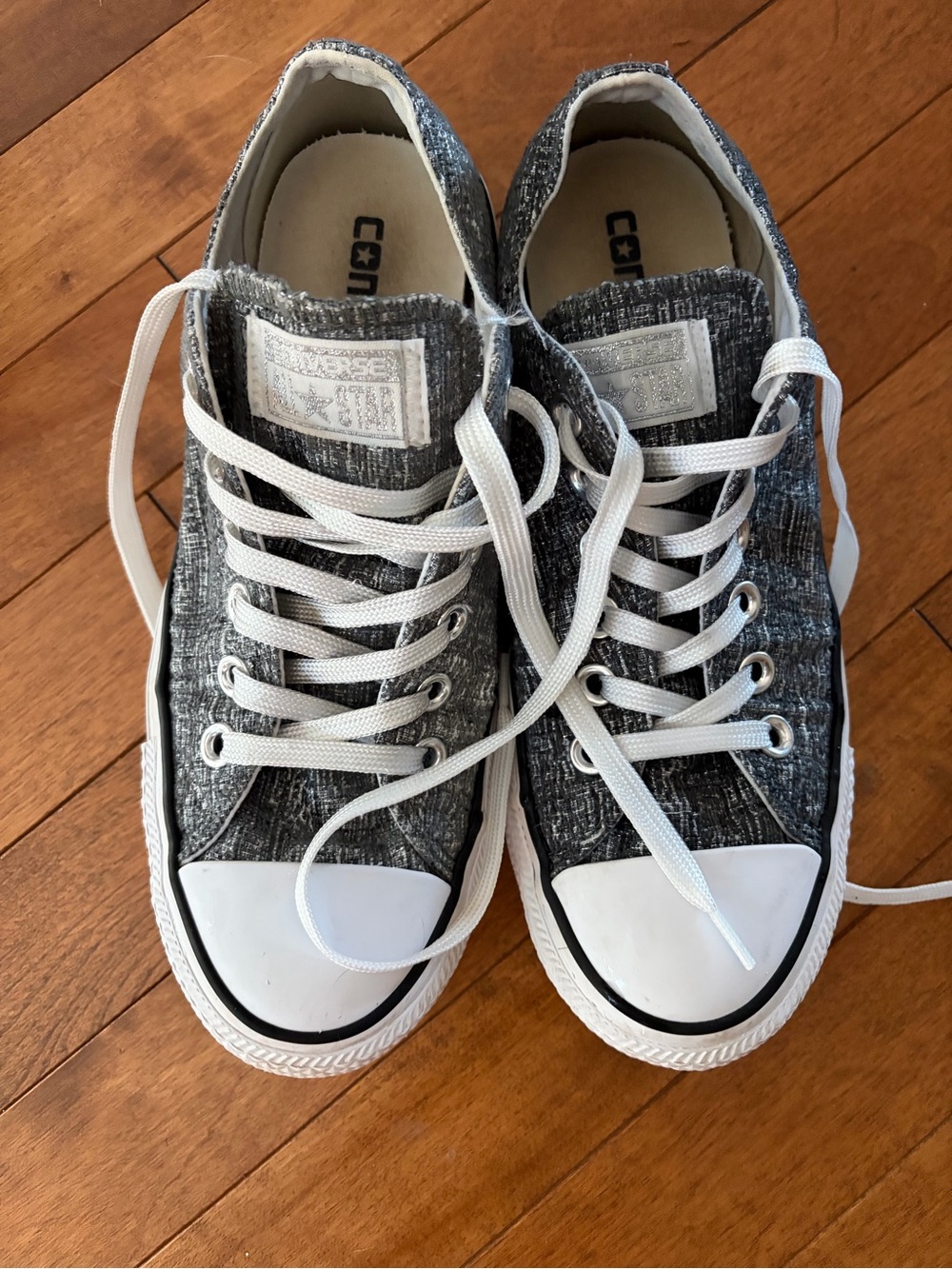Converse Gray Low-Top Canvas Sneakers with White Accents